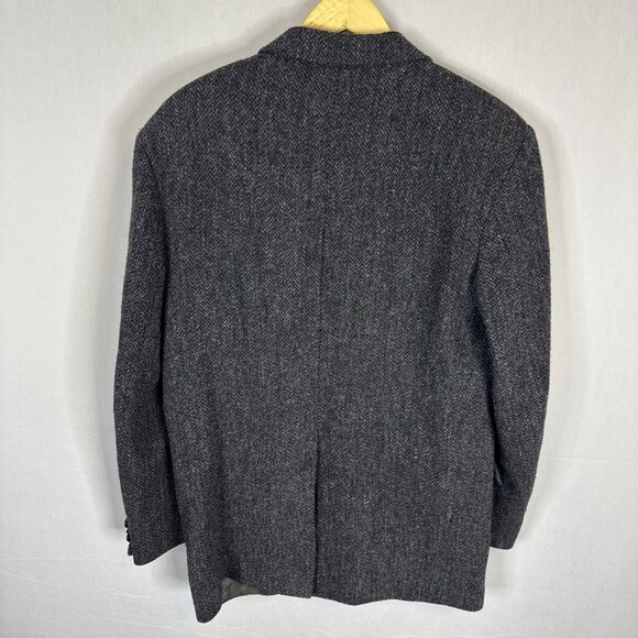 Harris Tweed Herringbone Sport Coat 40L Handwoven 100% Virgin Wool Gray Blazer - Picture 4 of 7